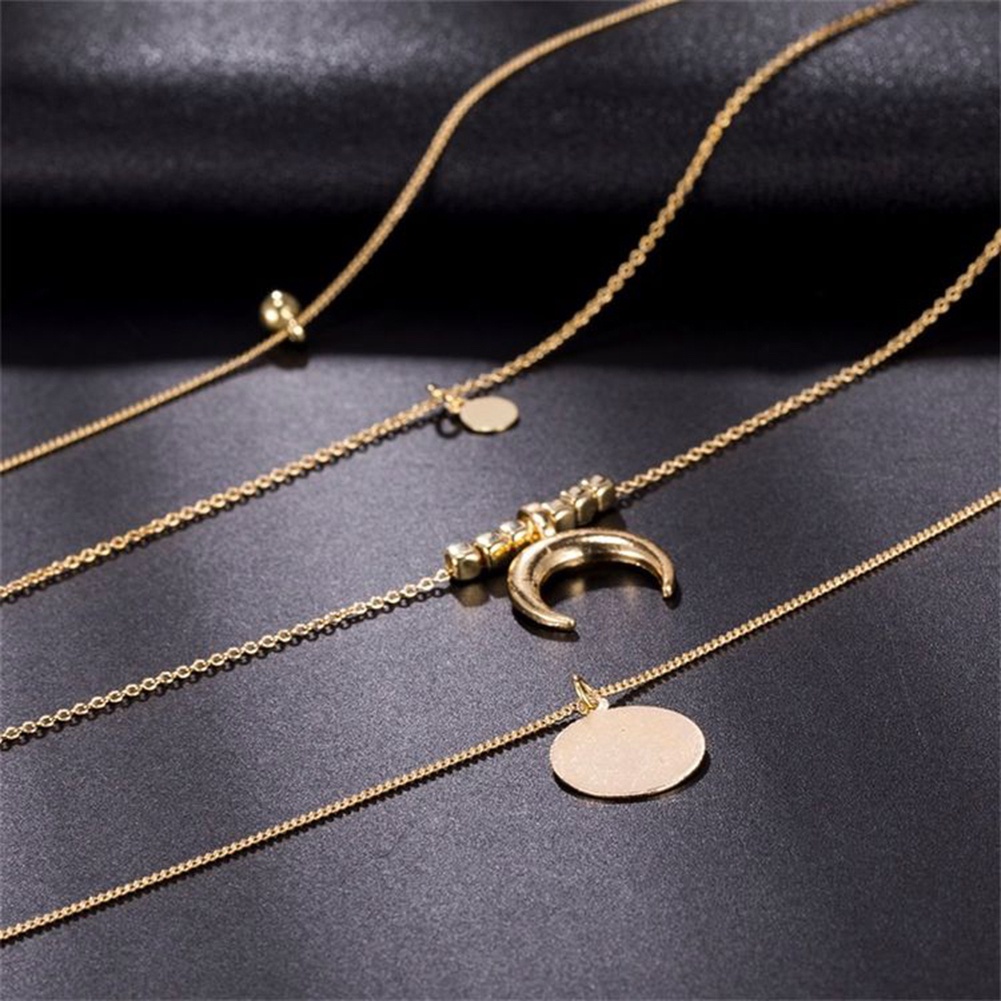 (HàNg Có SẵN) Vòng cổ 4 SợI HợP Kim HìNh MặT Trăng Xinh XắN