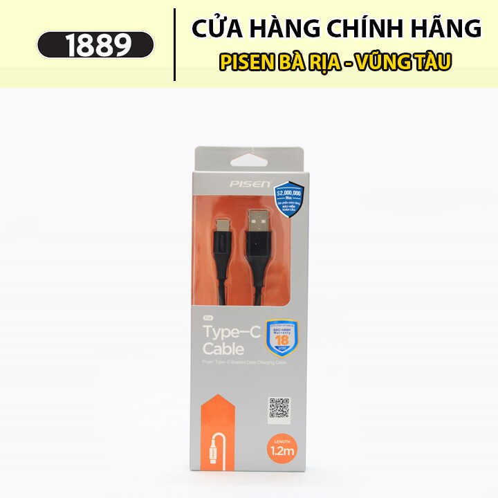 Cáp Sạc Pisen USB Type-C 2.4A 1200m Chống Đứt Gãy - Cáp Sạc Type C Hỗ Trợ Sạc Nhanh Điện Thoại Samsung Android