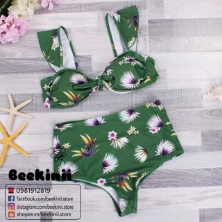 Bikini 2 mảnh cạp cao xanh lá