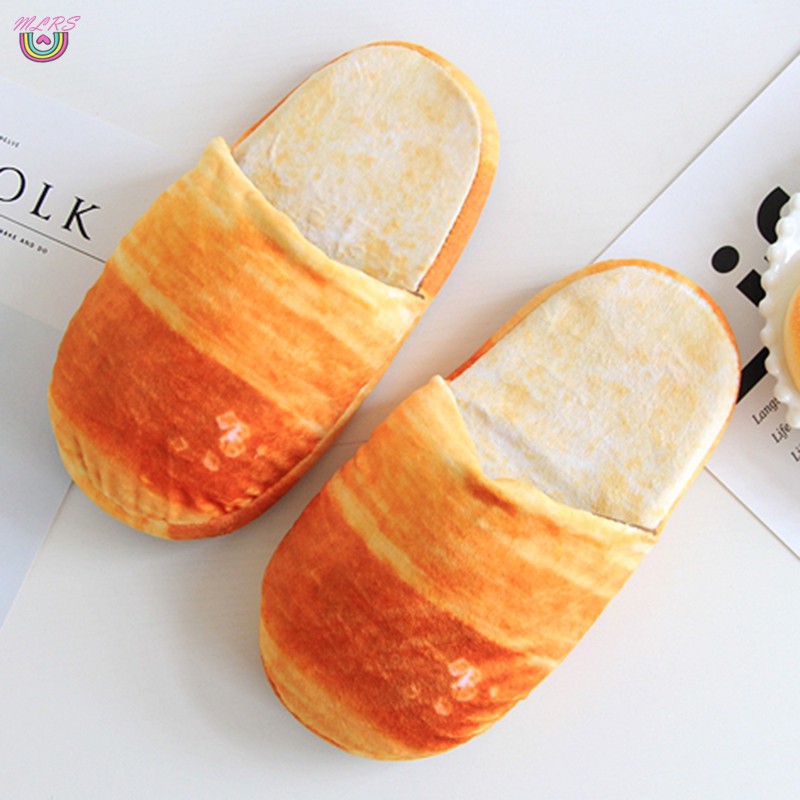 Dép bông đế mềm chống trượt hình bánh mì xinh xắn giúp giữ ấm