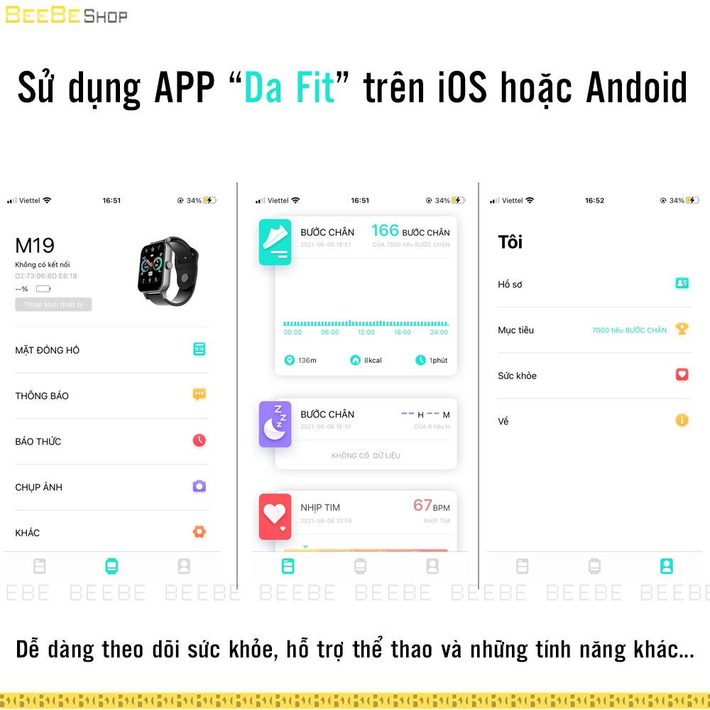Ruizu M19 - Máy Nghe Nhạc Thể Thao Kiêm Đồng Hồ Thông Minh, Theo Dõi Sức Khỏe, Sport, Có Bluetooth