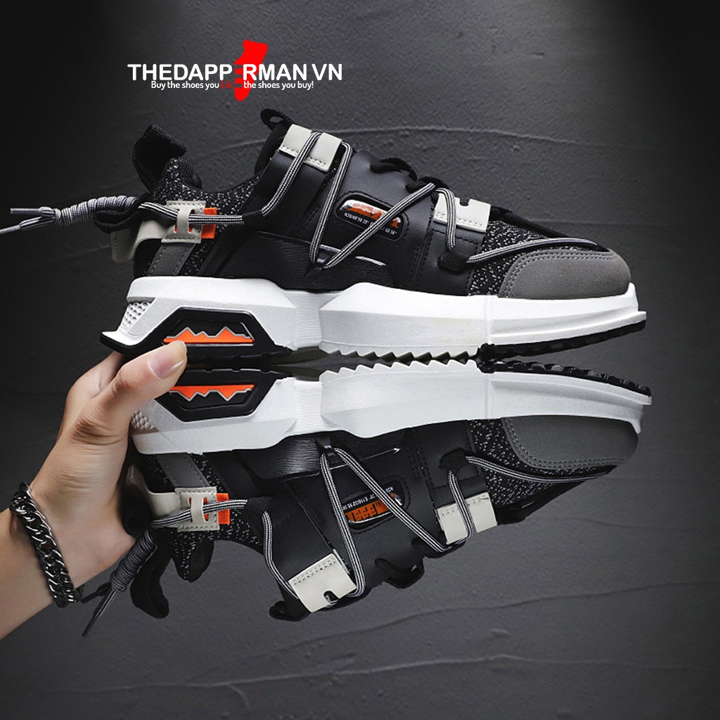 Giày thể thao sneaker nam THEDAPPERMAN XK008 tăng chiều cao 5cm, đế xẻ rãnh chống trơn, siêu chất, màu đen