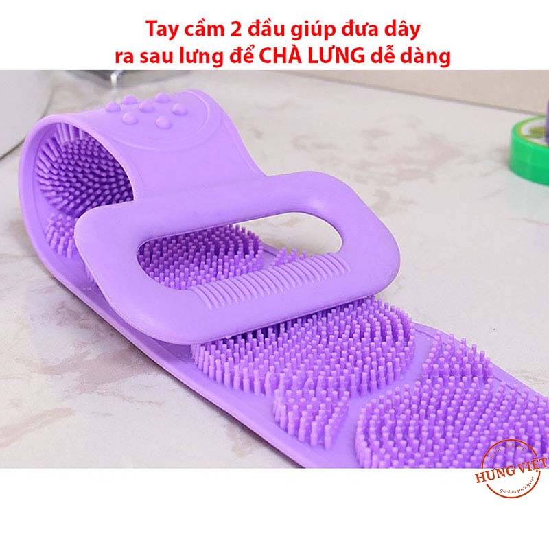 Dây Tắm, Cọ Tắm, Đai tắm Chà Lưng có gai bằng gel silicon mềm 2 mặt, Massage, thư giãn hiệu quả, bền, dẻo, chắc chắn