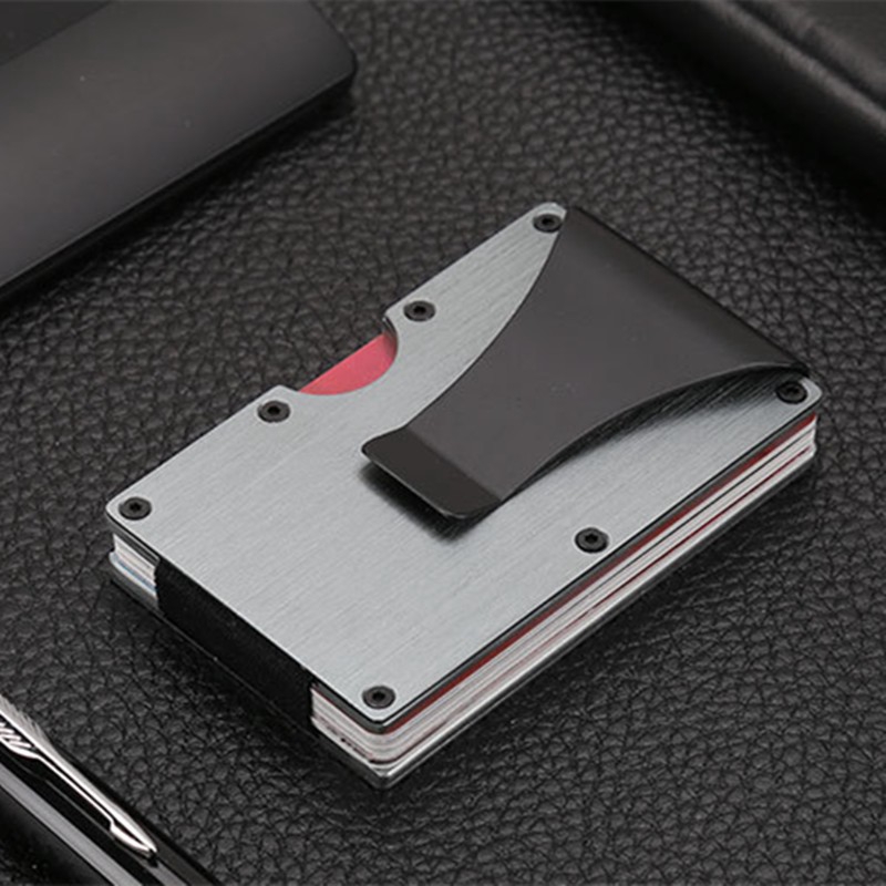 HYX RFID Metal Slim Blocking Wallet Money Clip Front Pocket Name Card Holder