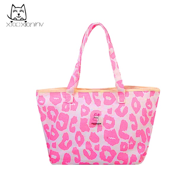 Túi Xách canvas Sức Chứa Lớn In Họa Tiết Da Báo Hồng Phong Cách Hàn Quốc Hàng Mới 2022 Dành Cho Nữ