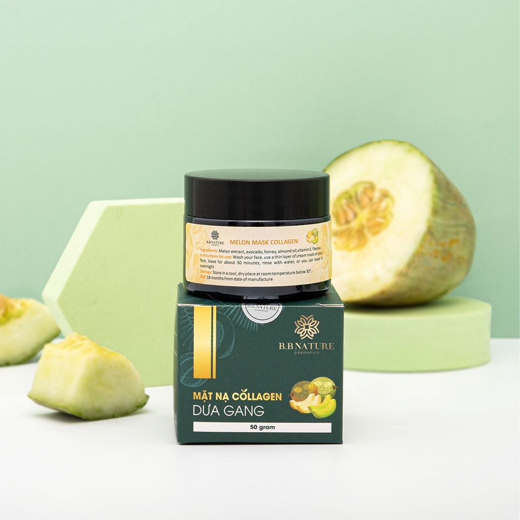 Mặt nạ cấp ẩm, chống lão hóa, làm sáng da Collagen Dưa Gang - Melon Collagen Mask B.B Nature 20-50gram