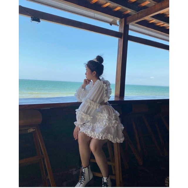 ĐẦM TRẮNG LÔNG CUTOUT LƯNG ❣️