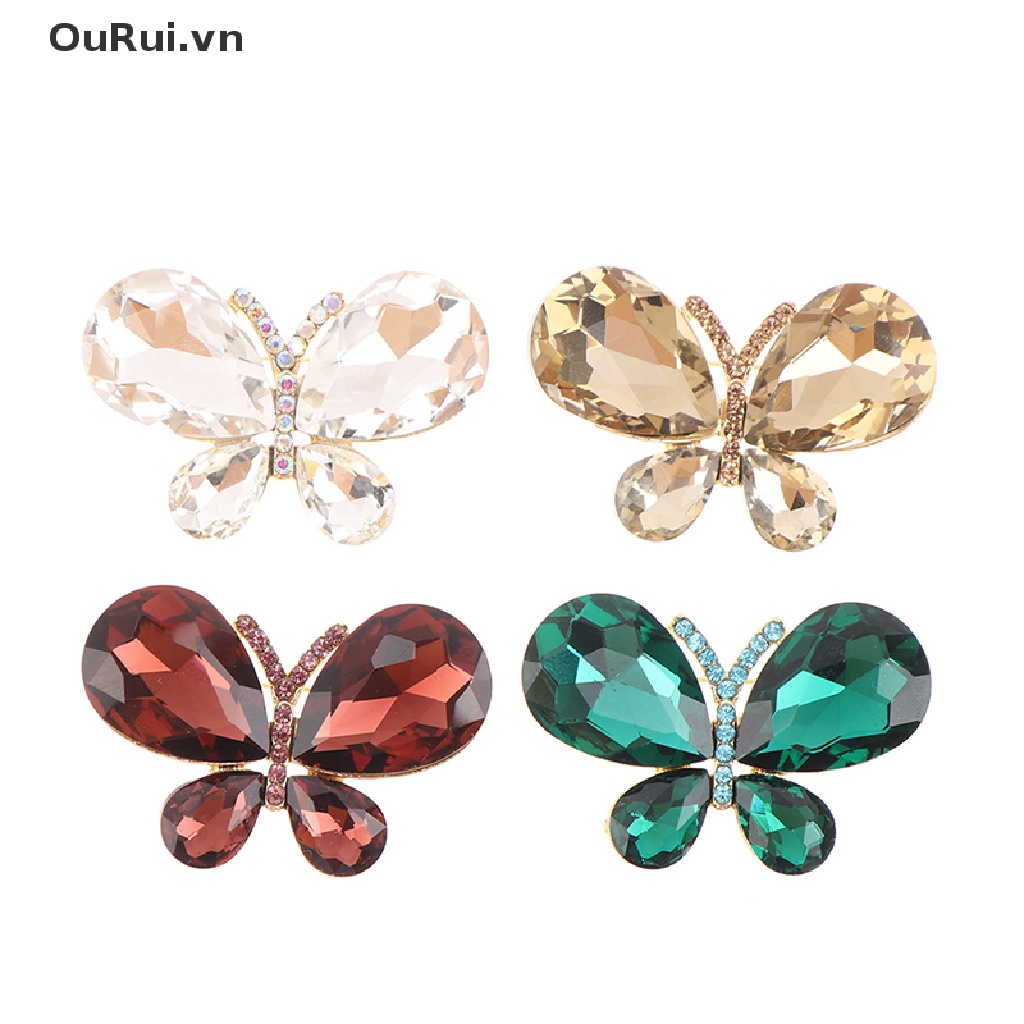 Ghim cài áo hình bướm đính đá pha lê thời trang sành điệu