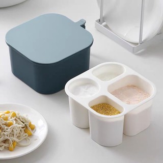 Hộp đựng gia vị nhựa có nắp đậy kèm thìa