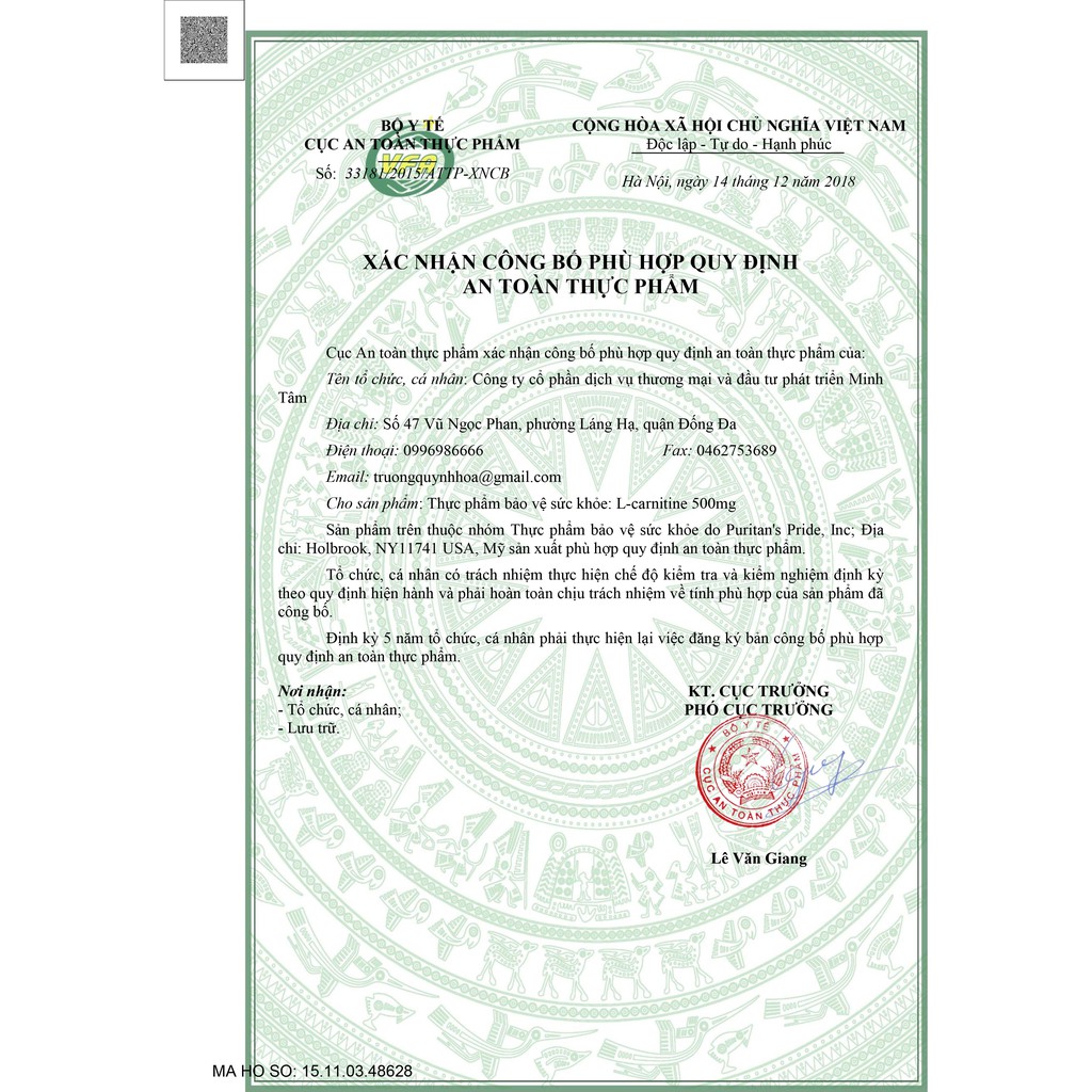 Giảm cân không tác dụng phụ LCarnitine 500mg 60 viên