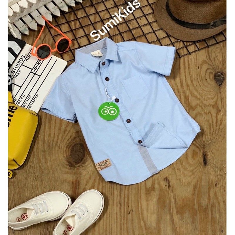 9-27kg. SƠMI NGẮN TAY 5 MÀU TRƠN CƠ BẢN CHO BÉ TRAI PHONG CÁCH