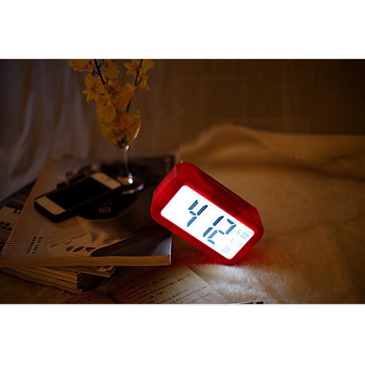 Đồng hồ báo thức để bàn kỹ thuật số đa chức năng hiển thị giờ, phút, giây, ngày, tháng, cảm biến nhiệt độ, ánh sángC1019