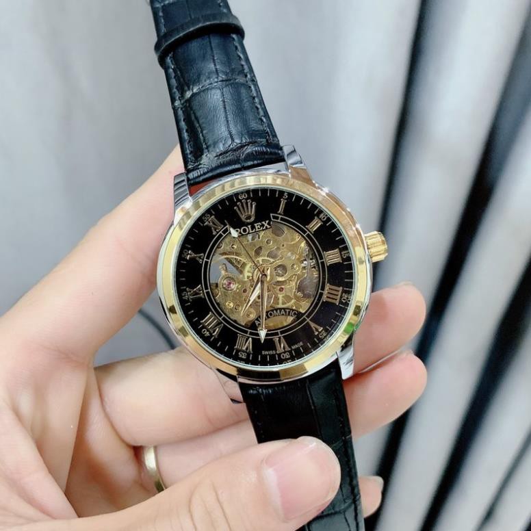 Đồng hồ Nam Rolex cơ, dây da mềm, bảo hành 12 tháng