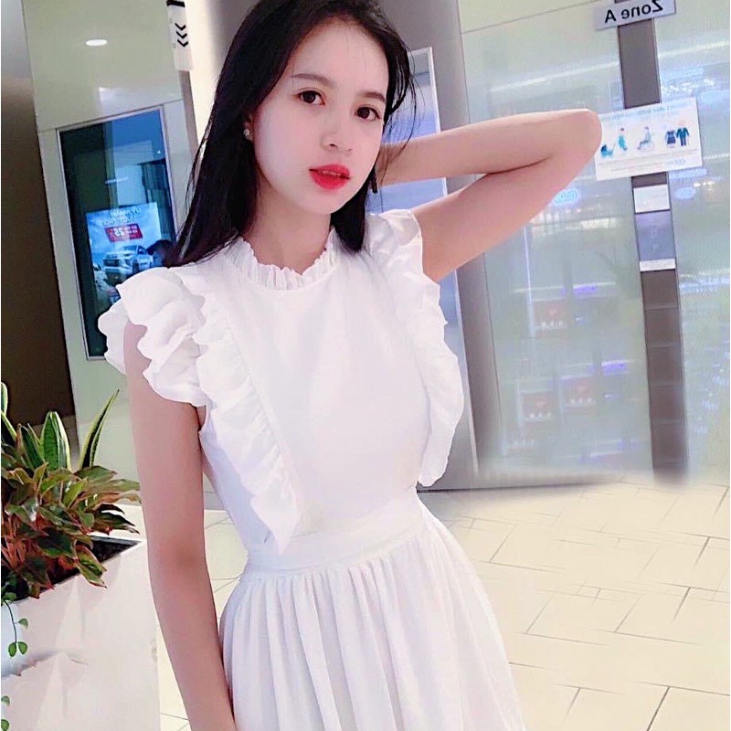 Đầm trắng 3 tầng tay bèo (kèm hình thật) | BigBuy360 - bigbuy360.vn