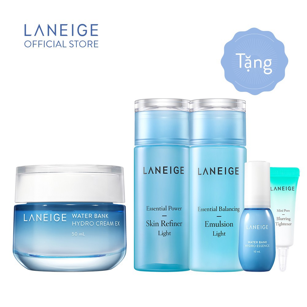 Kem dưỡng ẩm mát da dành cho da dầu và da hỗn hợp LANEIGE Water Bank Hydro Cream 50ML + Tặng bộ sản phẩm chăm sóc da