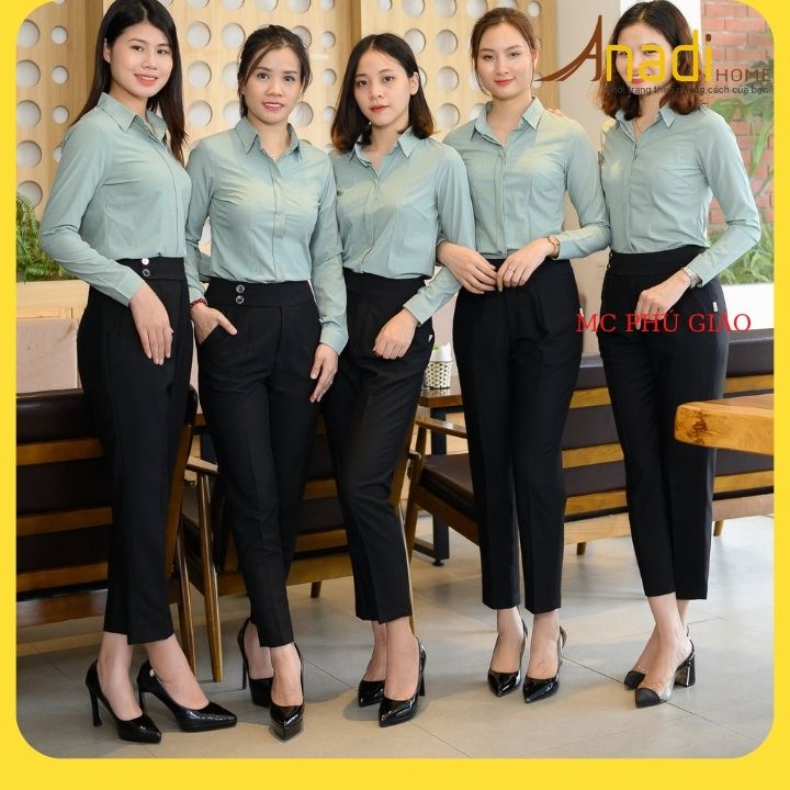 Áo Sơ Mi Nữ Tay Dài Đẹp Cao Cấp Anadi Fashion Công Sở Dài Tay Caro Nhí Chất Lụa Mềm Mịn Mát Không Nhăn Không Xù A233