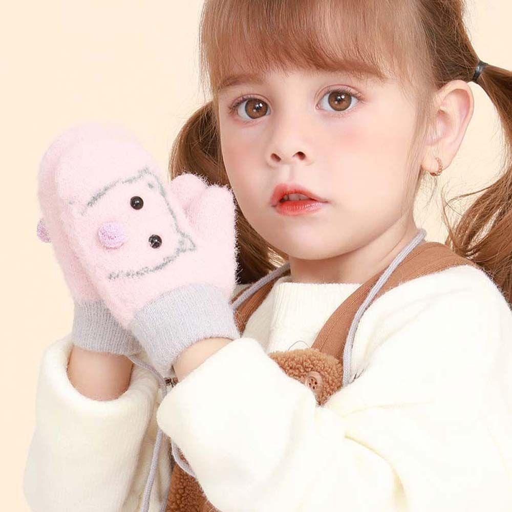 IVORY Găng Tay Chống Gió Hình Gấu Hoạt Hình Cho Bé 3-6 Tuổi