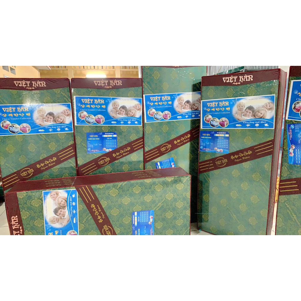 Đệm bông ép Việt Hàn gấp 3mảnh ép lõi trắng tinh khiết - không lún xẹp khi nằm.