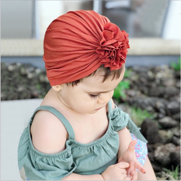 MŨ TURBAN COTTON GẤP HOA SIÊU MỀM MỊN DÀNH CHO BÉ GÁI