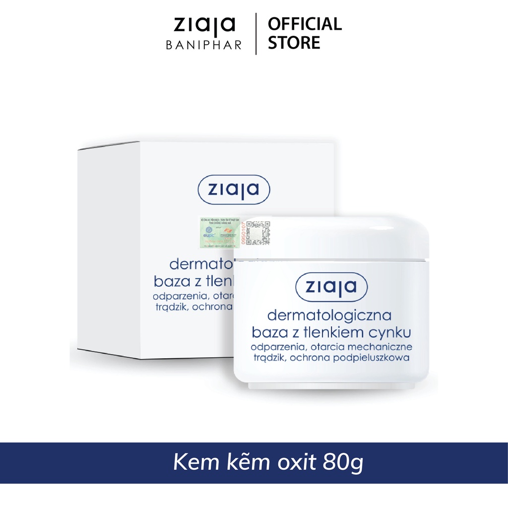 Kem Chống Hăm Kẽm Ôxit ZIAJA BANIPHAR Giúp Làm Mềm, Dưỡng Ẩm, Giảm Kích Ứng Và Mẩn Đỏ Da 80g