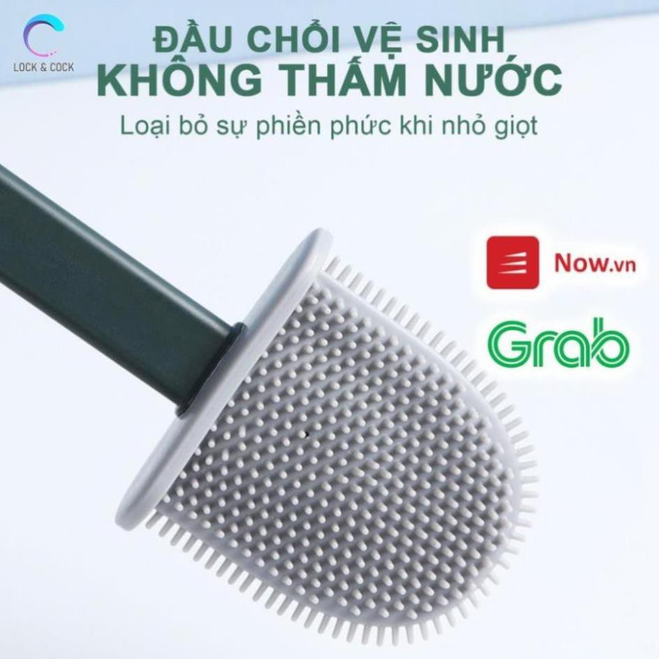 [XẢ KHO+FREE SHIP] Dụng cụ cọ rửa bồn cầu nhà tắm toilet có gắn tường chất liệu silicol siêu sạch