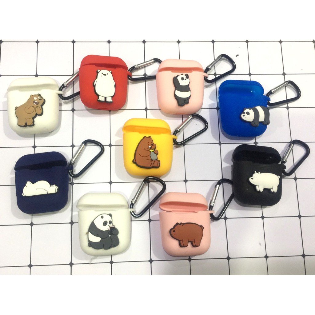 Bao đựng airpod 3 anh em gấu bare bear BAP14 vỏ bảo vệ đựng tai nghe dễ thương (không kèm móc đen)