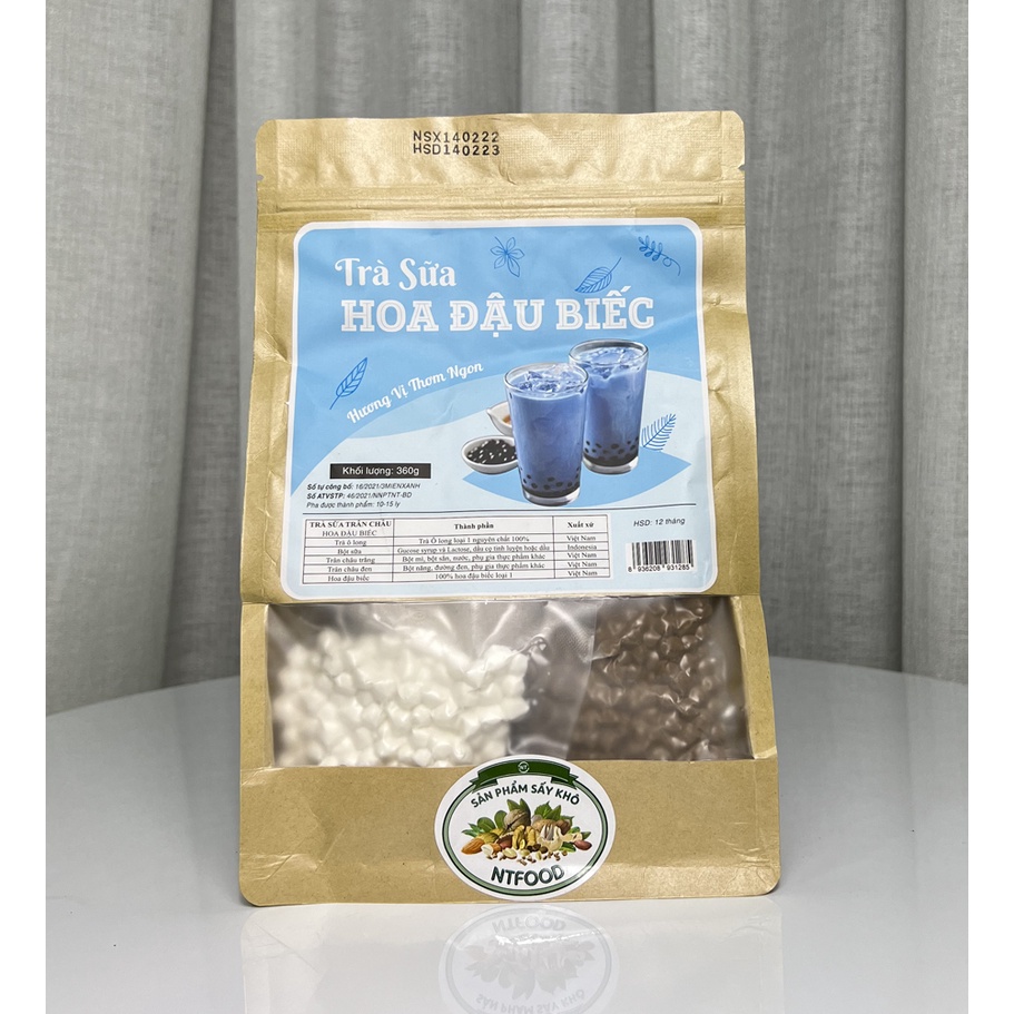 [Mã BMBAU50 giảm 7% đơn 99K] Set nguyên liệu pha Trà sữa Hoa Đậu Biếc NTFood 360gr (10 - 15 ly) - Nhất Tín Food