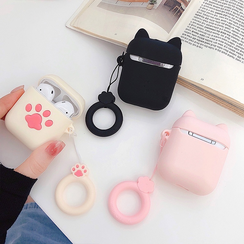 Vỏ bảo vệ hộp sạc tai nghe không dây Airpods 1 2 3 Pro Inpods I12 I7 bằng silicon mềm hình mèo dễ thương