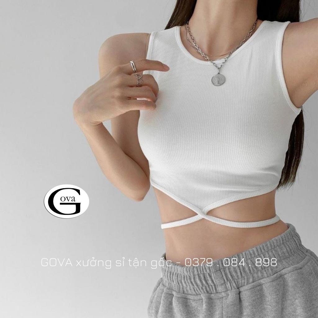Áo Croptop Ba Lỗ DÂY QUẤN BỤNG Thun Gân Kiểu Sexy Nữ, Áo Thun Ôm Body Đẹp GOVA