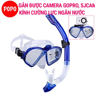 Ảnh chụp Mặt nạ lặn ống thở GOPRO chính hãng POPO kính lặn biển ngắm san hô gắn được Camera Gopro, SJCAM kèm ống thở van 1 chiều tại Hà Nội