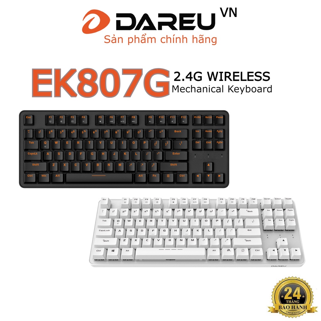 Bàn phím cơ không dây DAREU EK807G BLACK 87-KEYS (Blue/ Brown/ Red D switch)