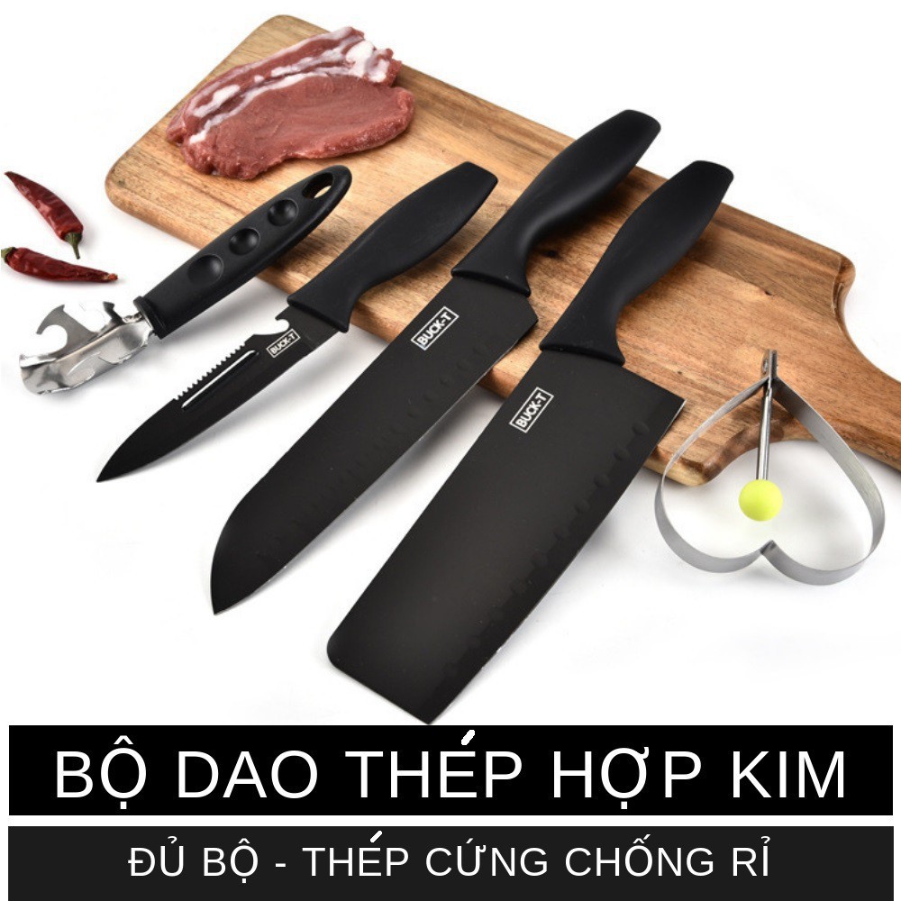 Bộ Dao Làm Bếp 5 Món Buck Black Chất Liệu Hợp Kim Siêu Bền