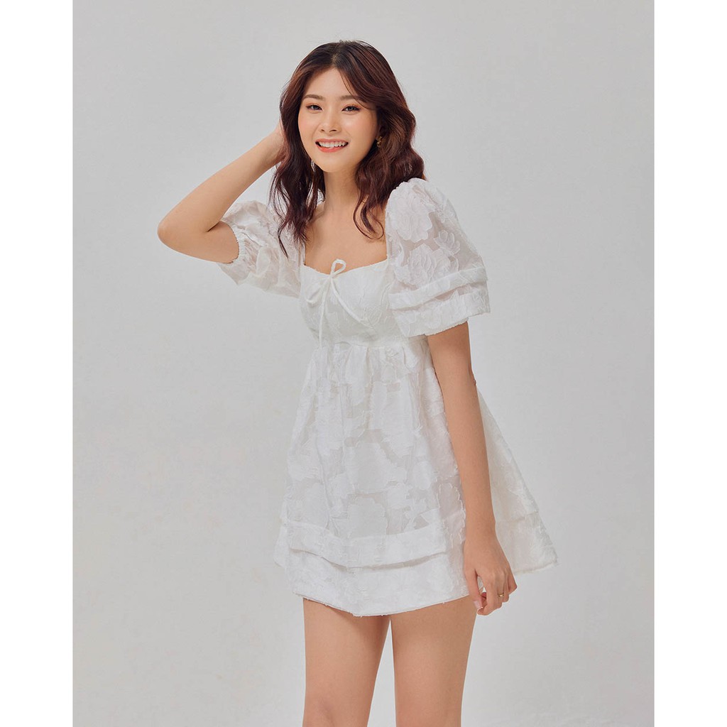 Đầm babydoll Shebyshj họa tiết hoa trắng - Maya Dress