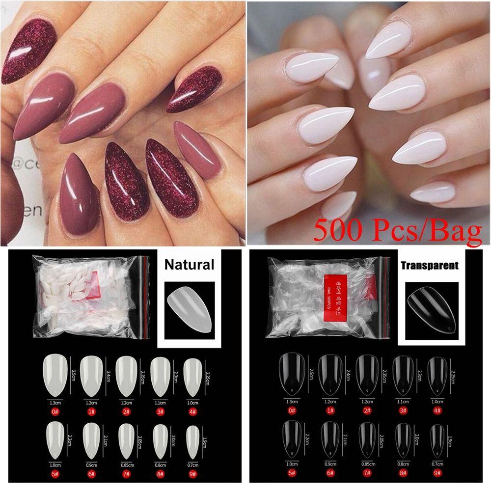Set 500 / 10 Móng Tay Giả 6 Phong Cách Kiểu Pháp