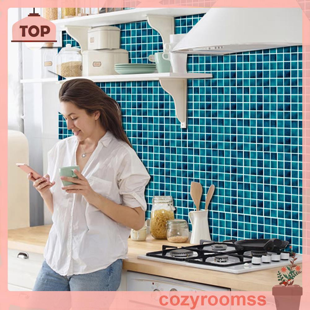 Bộ 10 Miếng Dán Tường Giả Gạch Phong Cách Retro Cho Nhà Bếp