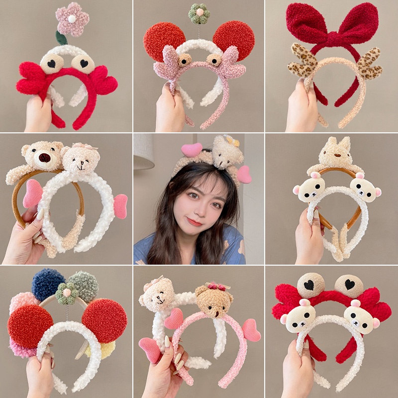 Băng Đô Nhung Lông Phong Cách Hàn Quốc Dễ Thương Dành Cho Nữ Rửa Mặt