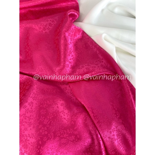 VẢI GẤM HOA NHÍ NỀN HỒNG SEN - VẢI ÁO DÀI CAO CẤP - VẢI NHÀ PHẠM - KHỔ VẢI 1.5M