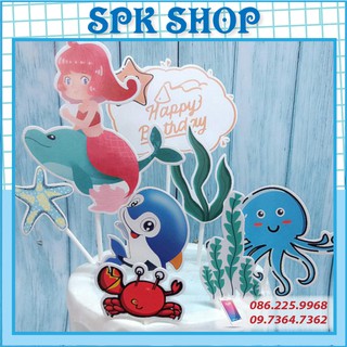 [FREESHIP❤️] Tiên Cá - Set Cắm Giấy Chủ Đề Biển