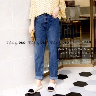 [Hết Hàng]Size 33~35 Quần Baggy Phom To Dài - Quần Boy Xanh Jeans Basic Lưng Cao - Không Co Giãn XANH ĐẬM VỪA Thời Trang