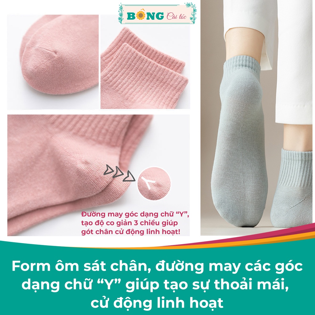 Tất nữ cổ ngắn bo chun truyền thống nhiều màu chất cotton mềm mịn co giãn 4 phong cách Hàn Quốc TC70 - Vớ BÔNG Cài Tóc