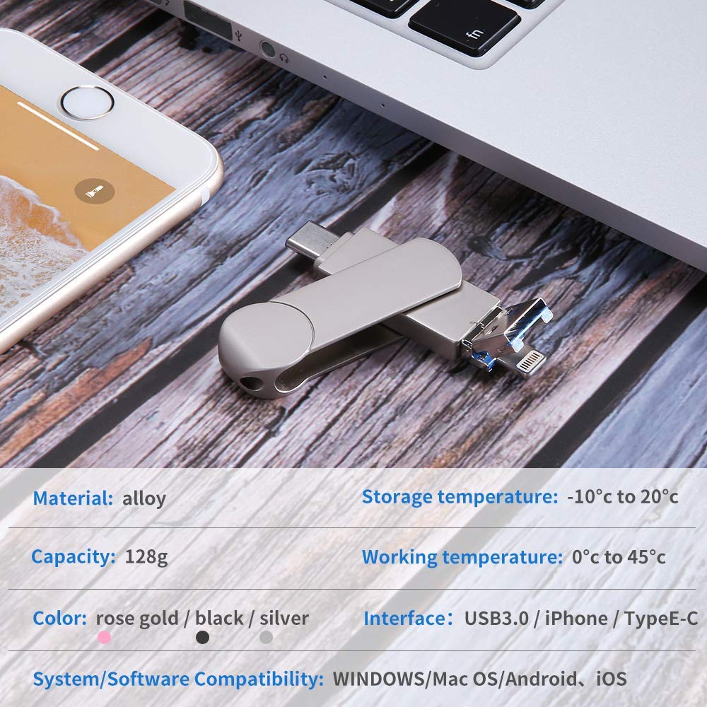 USB lưu trữ dữ liệu Type-C OTG 16GB 32GB 64GB 128GB 256GB 512GB cho iPhone