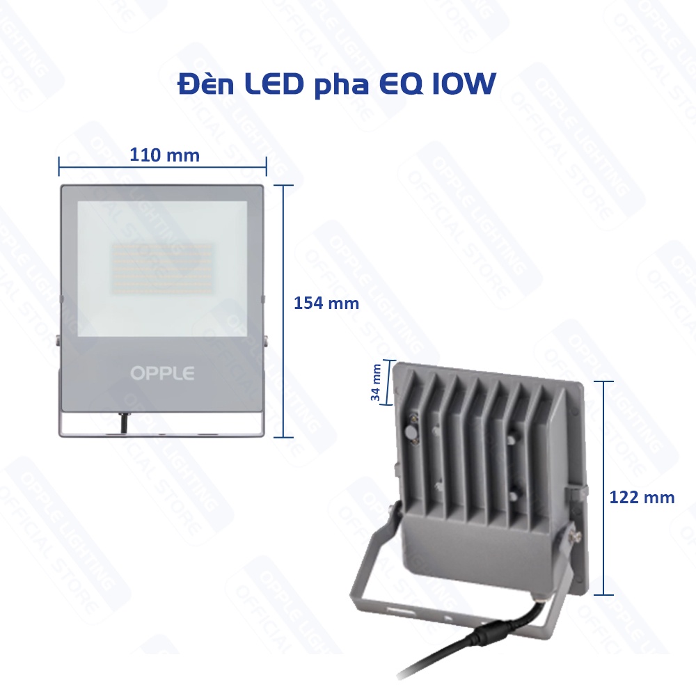 Đèn Pha OPPLE LED Floodlight EQ - Cấp Bảo Vệ IP66, Bền Bỉ Trước Mọi Yếu Tố Thời Tiết