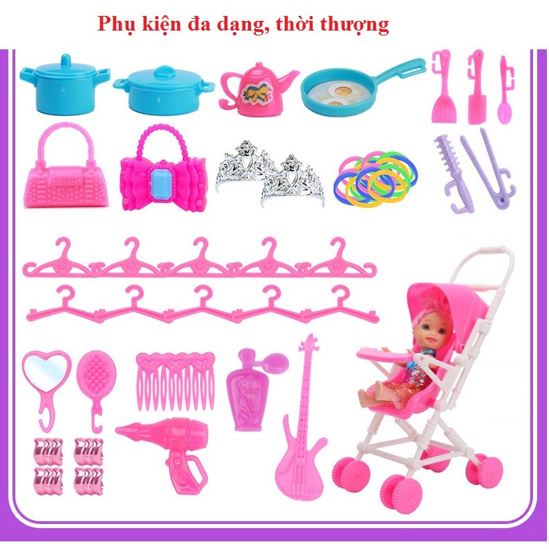 Đồ chơi búp bê bé gái Barbie chớp mắt [Cao 60cm ]-Tặng kèm phụ kiện đa dạng