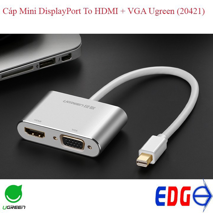 Cáp chuyển đổi cổng Mini DisplayPort sang cổng HDMI và cổng VGA - Ugreen 20421 - Mini DP (thunderbolt) to HDMI và VGA (2