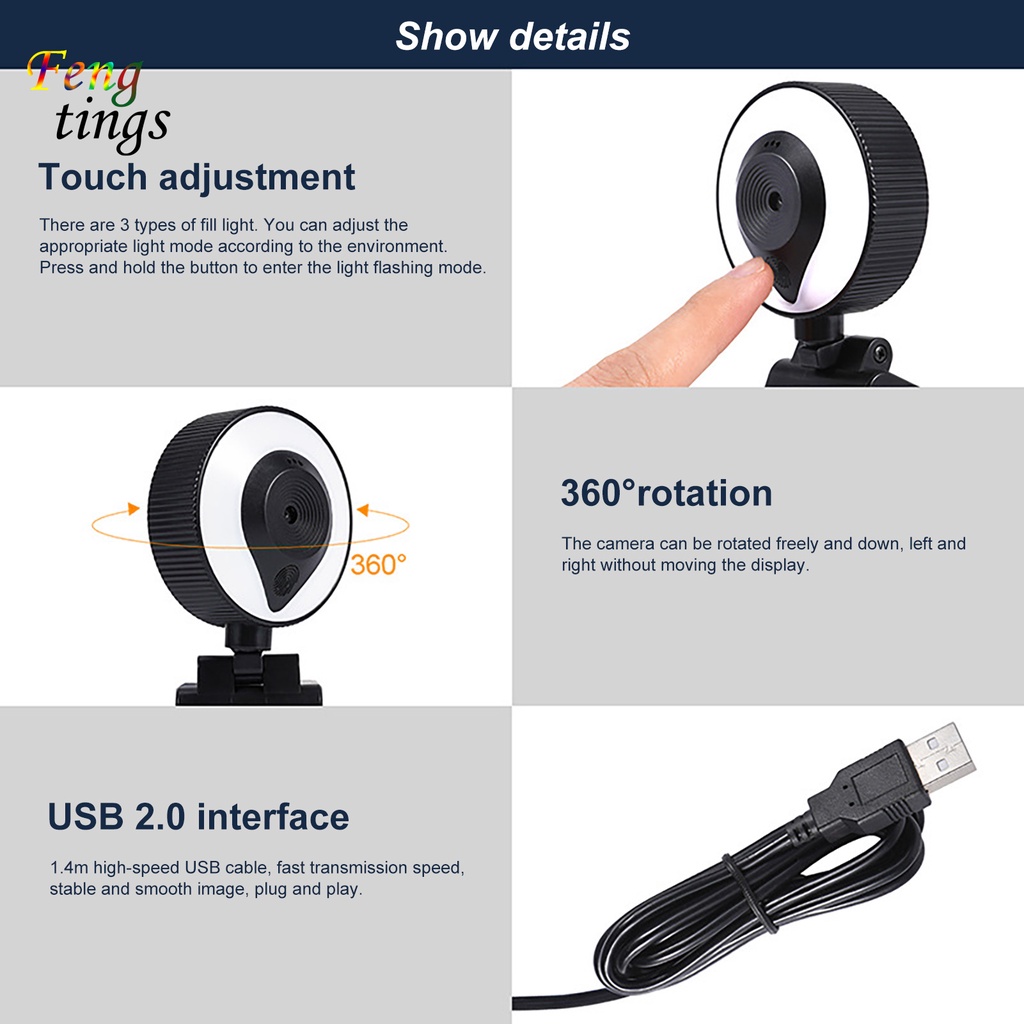 Webcam USB tự động lấy nét có thể điều chỉnh độ nét cao cho máy tính | BigBuy360 - bigbuy360.vn