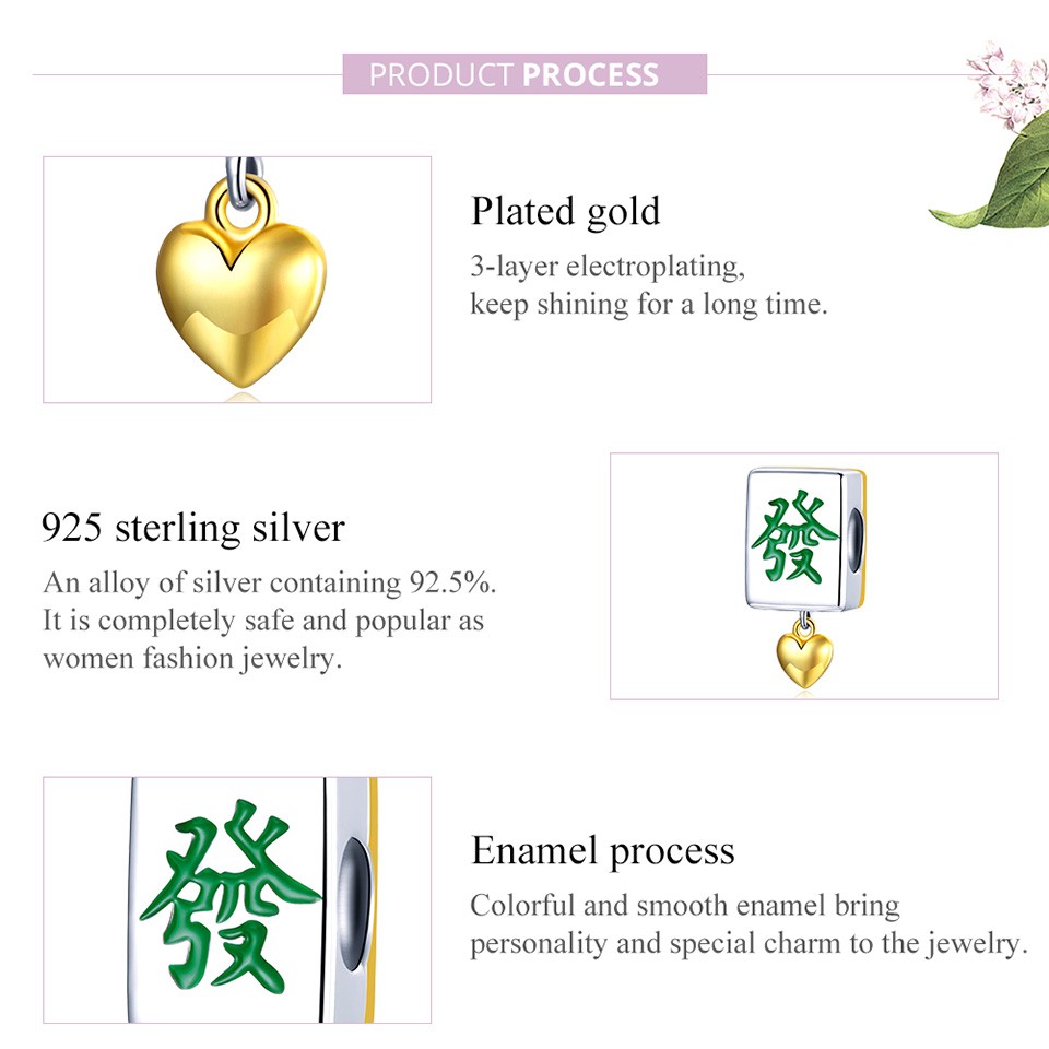 Mặt phụ kiện BAMOER SCC1751 bằng bạc 925 mạ vàng thời trang cho nữ