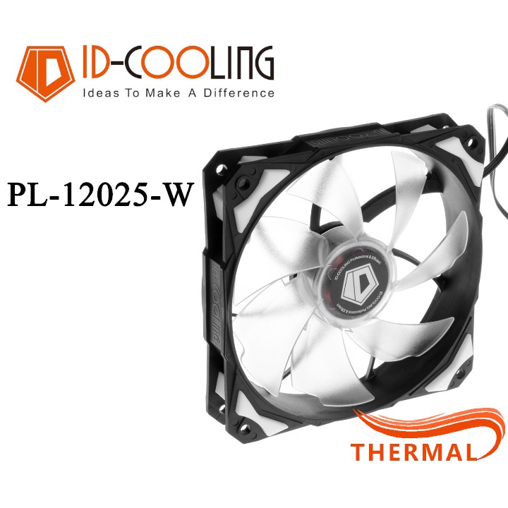 Quạt Fan Case 12cm ID Cooling PL-12025 W - Led đẹp, 2200RPM, sức gió lớn