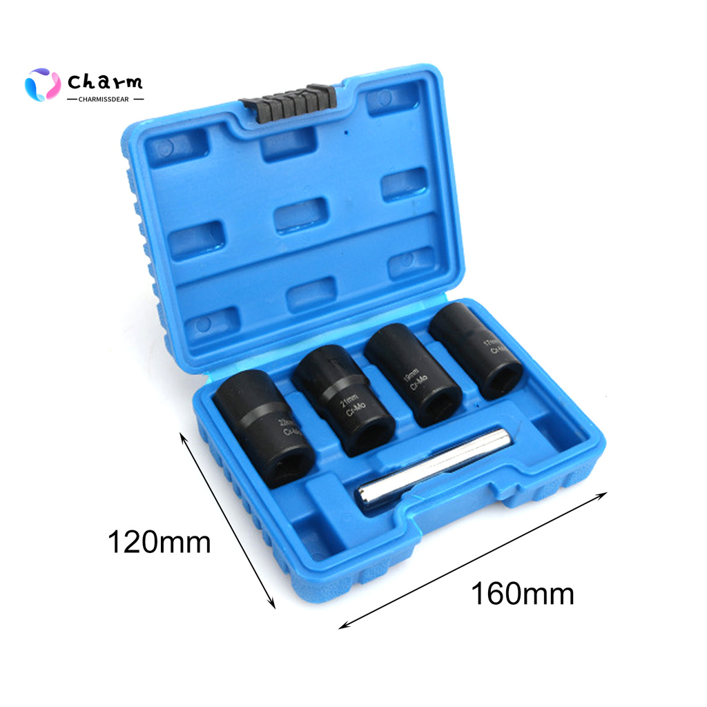 [CHM] Availble 5Pcs Screw Extractor High Hardness Anti-rust Chromium Molybdenum Steel Professional Stud Extractor Set for Construction Industry