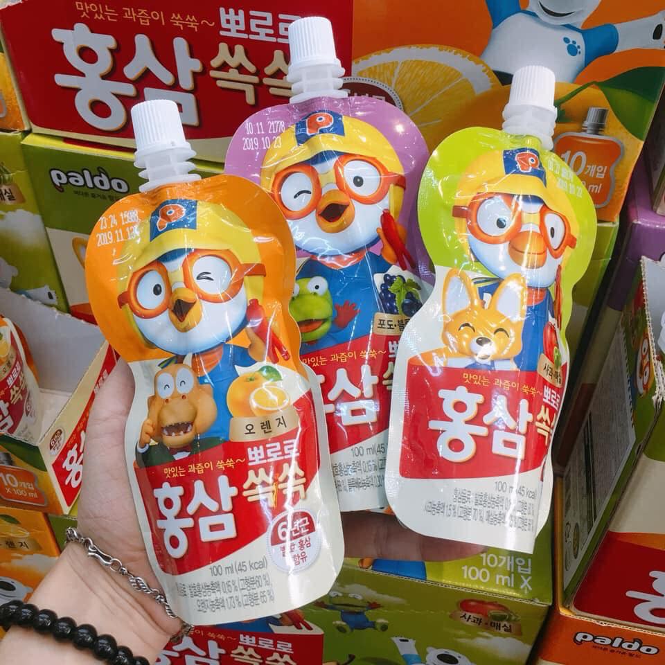 Nước hồng sâm trẻ em Hàn Quốc Pororo [ ib chọn màu]