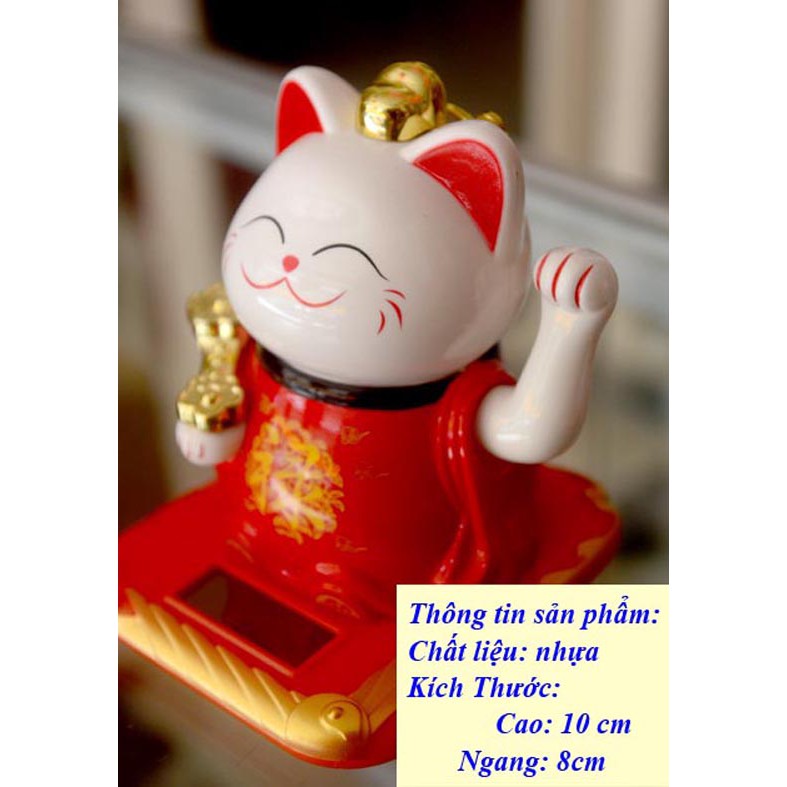 Mèo Thần Tài vẫy khách Năng lượng mặt trời cao 10cm